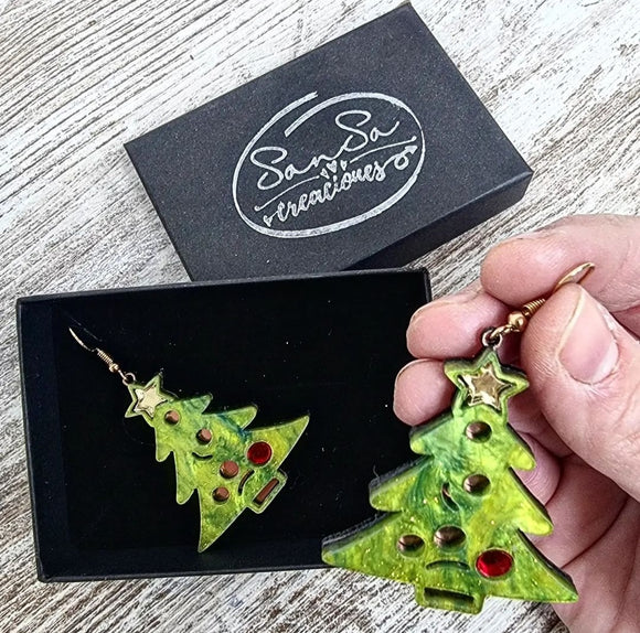 PENDIENTES METACRILATO -ARBOL NAVIDAD