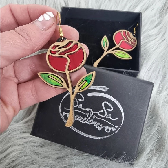 PENDIENTES METACRILATO - FLOR ROSA