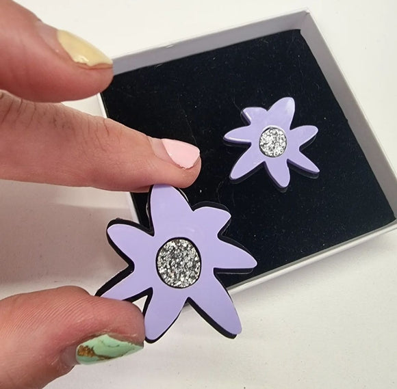 PENDIENTES METACRILATO - FLOR LILA